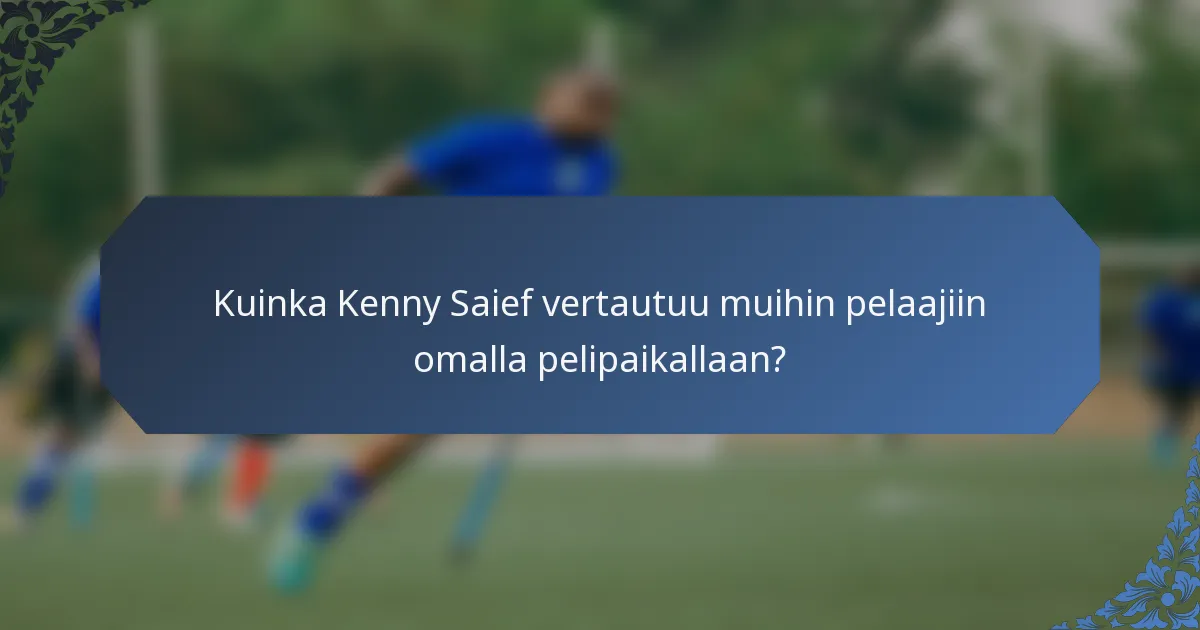 Kuinka Kenny Saief vertautuu muihin pelaajiin omalla pelipaikallaan?