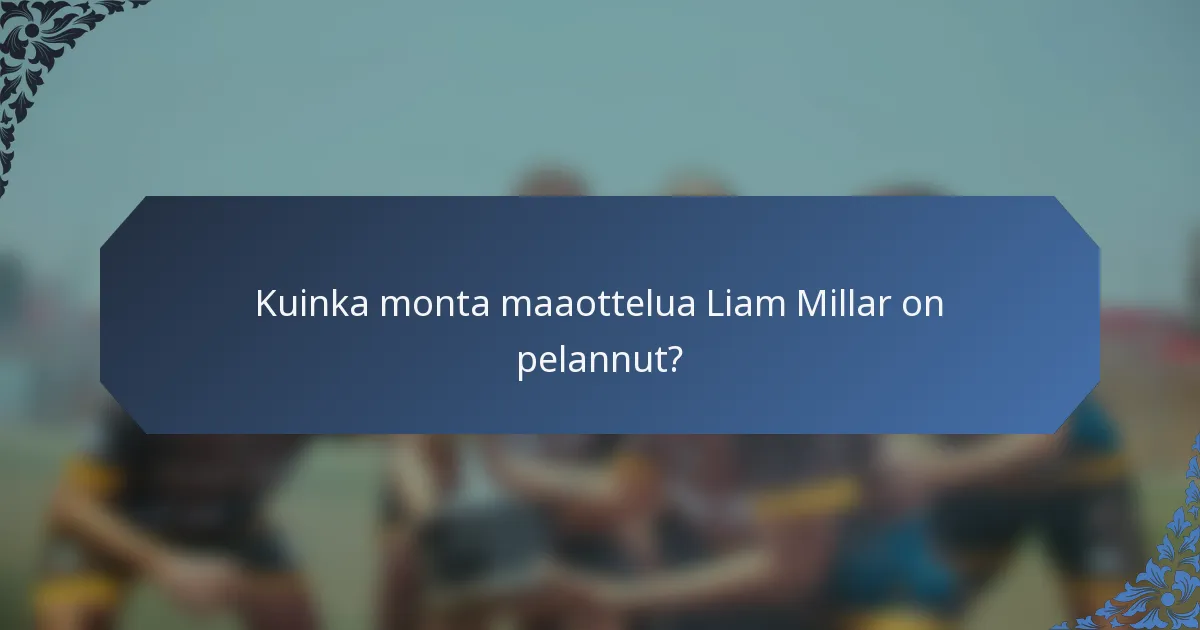 Kuinka monta maaottelua Liam Millar on pelannut?