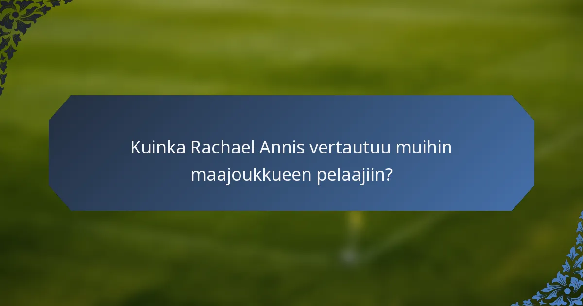 Kuinka Rachael Annis vertautuu muihin maajoukkueen pelaajiin?