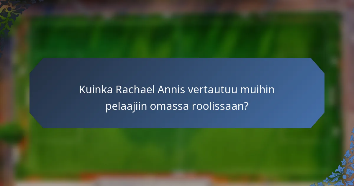 Kuinka Rachael Annis vertautuu muihin pelaajiin omassa roolissaan?